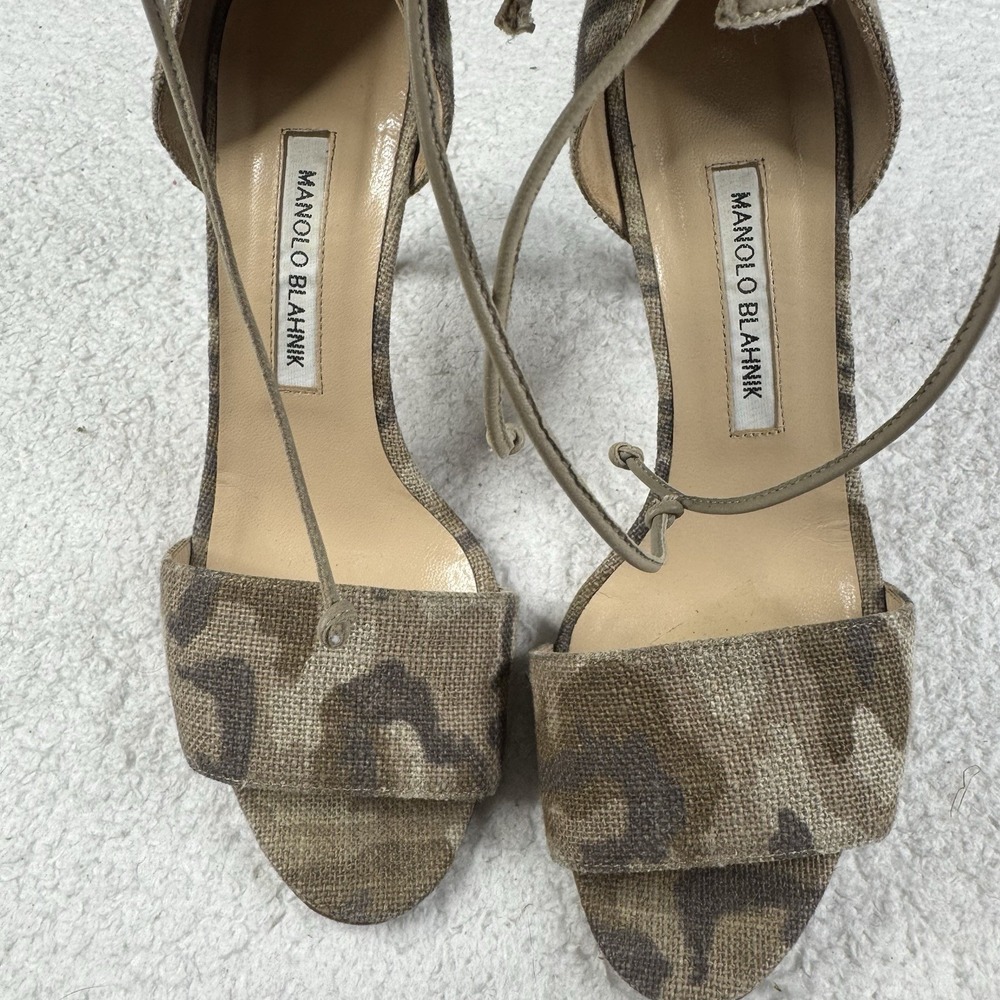 Manolo Blahnik Camo Canvas Lace-up Ankle Wrap EU 38.5 (8.5)‎